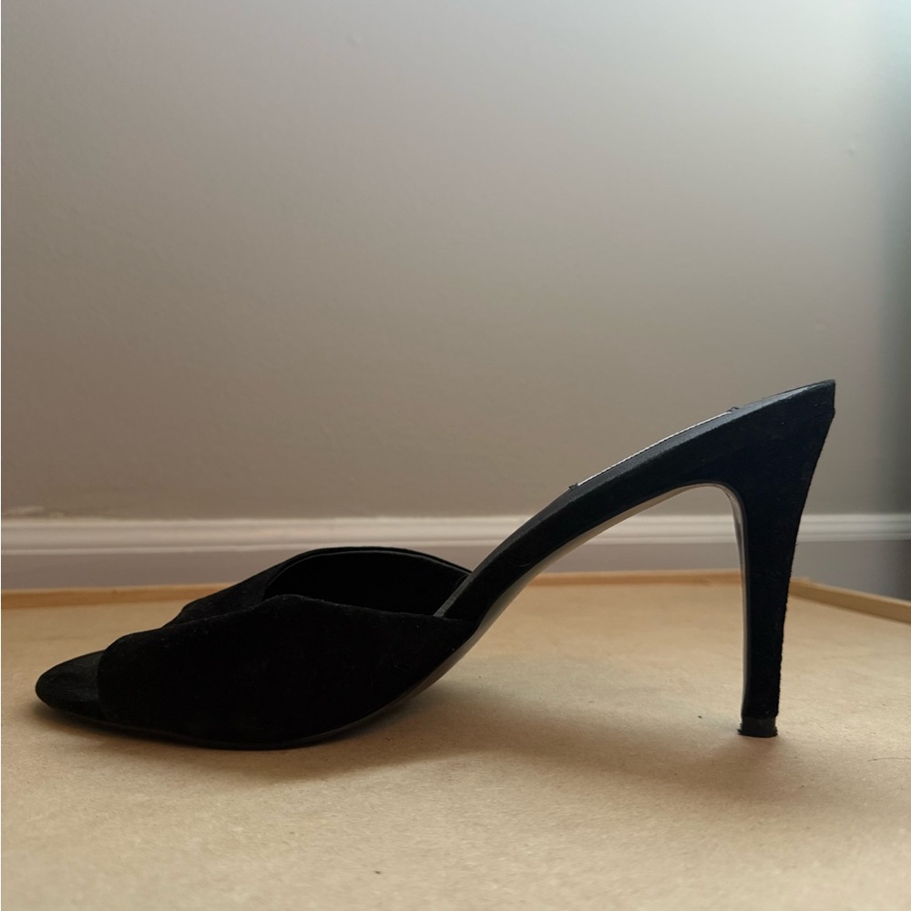 Steve Madden Black Suede Peep-Toe Stilleto - Picture 3 of 4